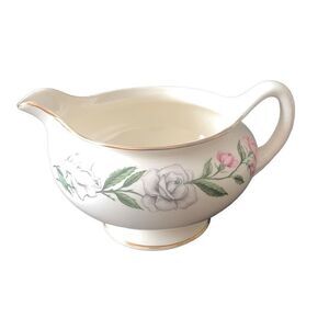 Vintage Eggshell Nautilus Creamer Gold Trimmed Floral Rose Pattern Classic Style